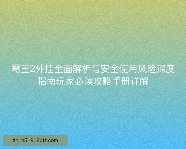 霸王2外挂全面解析与安全使用风险深度指南玩家必读攻略手册详解